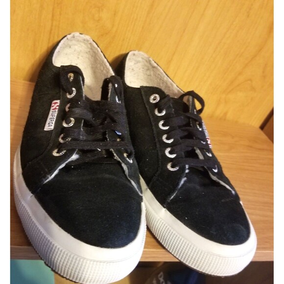 Superga Black Skater Shoes Sneakers Suede Leather Unisex EU 41 Women 9.5 Men 8 - Picture 5 of 14